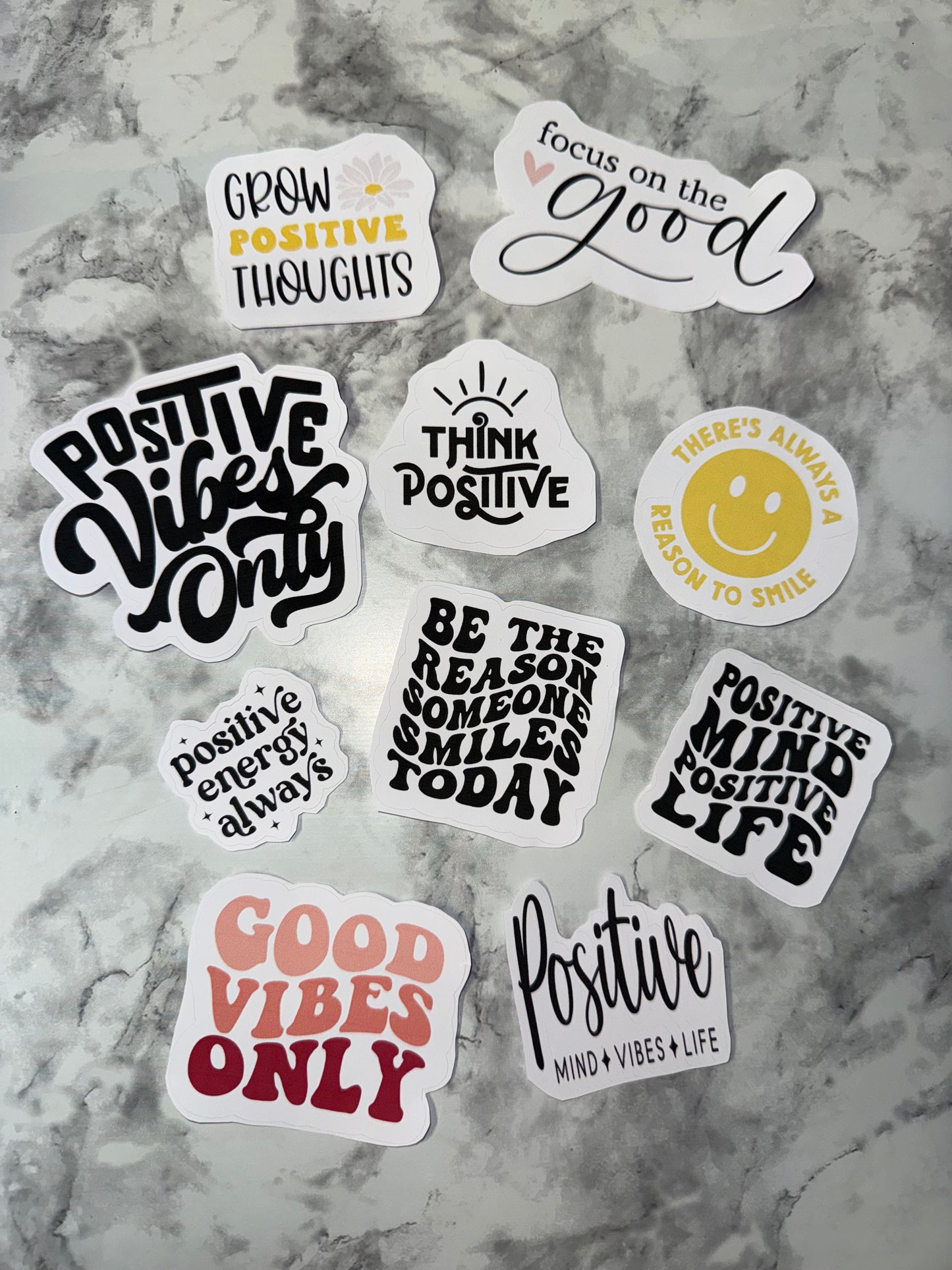 Mystery positive stickers 10 pk